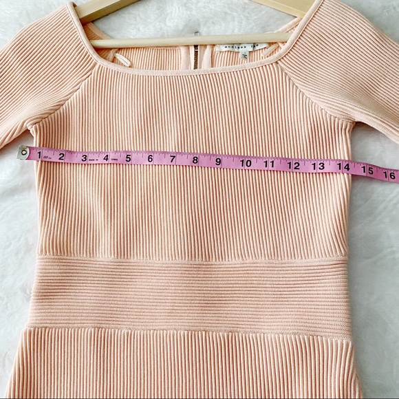 Pink Ribbed Short Sleeve Square Neck Bodycon Mini Dress - Picture 3 of 9